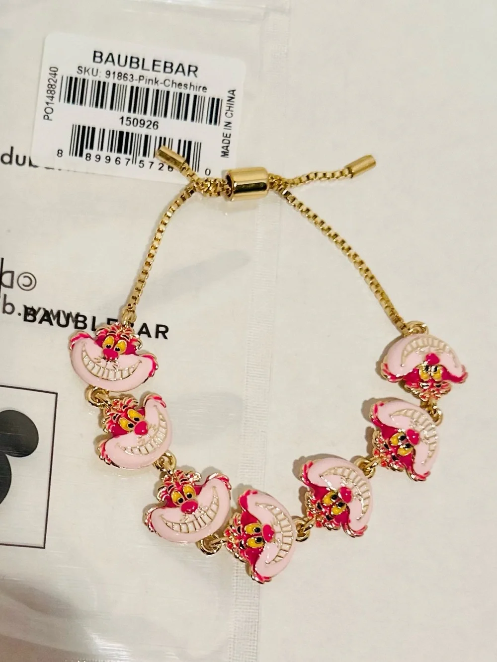 Baublebar NWT Alice In Wonderland Cheshire Cat Repeating Faces Braces